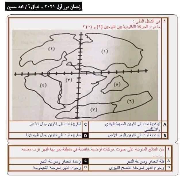 نموذج امتحان الجيولوجيا للعام 2021 الصف الثالث الثانوي مع الاجابات النموذجيه