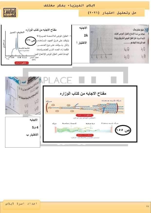 نموذج امتحان الفيزياء للعام 2021 الصف الثالث الثانوي مع الاجابات النموذجيه