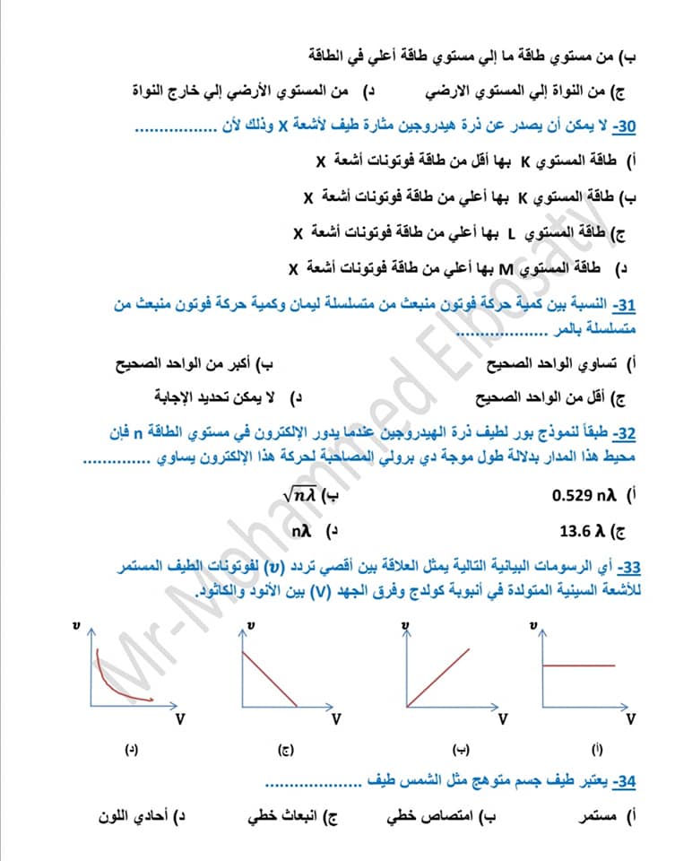 هدية لطلاب الثانوية العامة اهم أسئلة الفصل الخامس والسادس والسابع فيزيااااء في 20 صفحة فقط