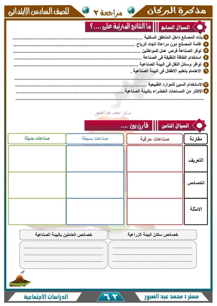 أقوى مراجعة جغرافيا للصف من سلسلة البركان في الدراسات الاجتماعية - السادس الابتدائي - الترم الأول 2023